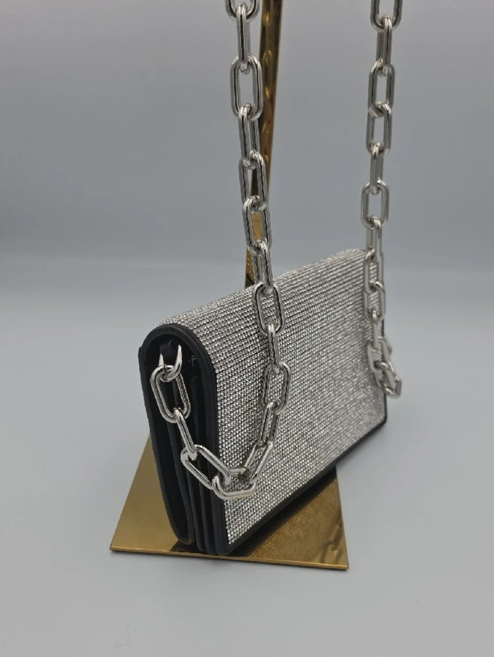 Alexander Wang Attica Rhinestone Mesh Leather Small Chain Crossbody (EUC)🩶🖤🩶